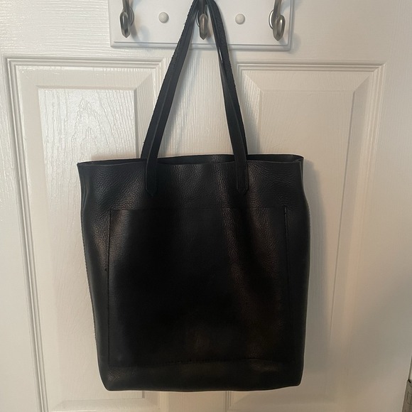 Madewell Medium Transport Leather Tote Black Bag Purse Shoulder Crossbody Color - Picture 1 of 15
